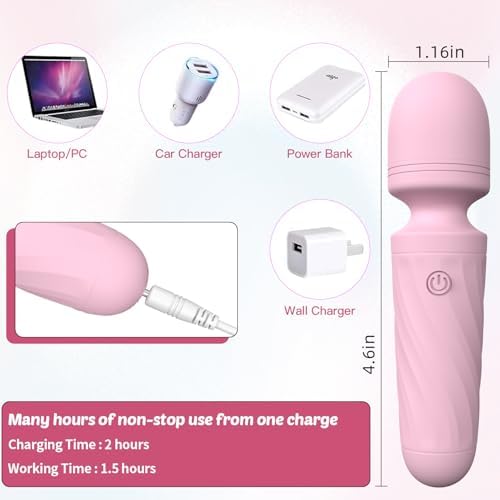 Mini Massager Wand-Waterproof,10 Vibration(Light Pink) - Image 4