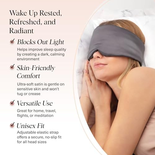 Kitsch Satin Sleep Mask | Eye Masks for Sleep - Charcoal Black - Image 5