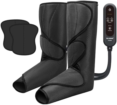 FIT KING Leg Massager for Circulation and Pain Relief, Air Compression Leg and Foot Massager to Relieve Pain Swelling Edema with 2 Size Extensions- Great Gift for Wife Mom and Dad by FITKING