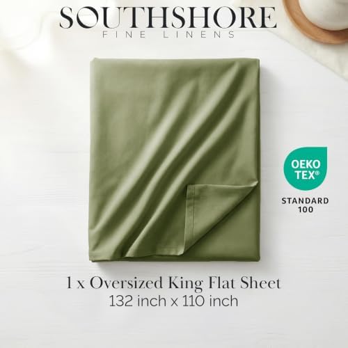 Sage Green Flat Sheet Only King Size Top Sheet California King 132x110 - Image 2