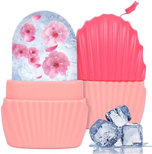 Ice Cube Roller for Face,Eyes and Neck,Reusable Silicone Ice Mold Mermaid Shell Shape for Shrink Pores Anti Wrinkle and Skin Beauty Care,Reduce Migraine Pain,Gua Sha Face Massage Tools (Pink) by Daifanni