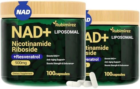 NAD+ Supplement with, Nicotinamide Riboside & Resveratrol 900mg – Anti-Aging Support for Women & Men, NMN Alternative, Vegan Non-GMO - 100 Capsules, 2 Pack by Unknown