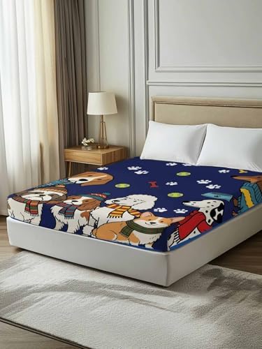 Queen Flat Sheet Scarf Dog Flat Sheets Only Soft Breathable Microfiber Bedding Top Sheets Luxury Hotel Quality Puppy Animal Paw Print Tennis Ball Blue Queen Bed Sheet for All Season Bedroom Dorm Decor - Image 7