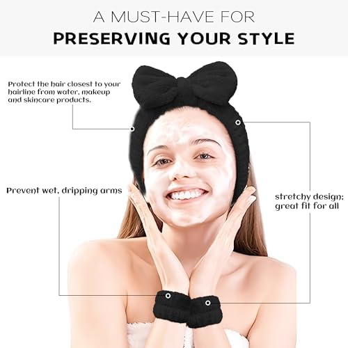 Ayesha Spa Headband and Wristband Set for Washing Face Skincare Makeup - Image 2