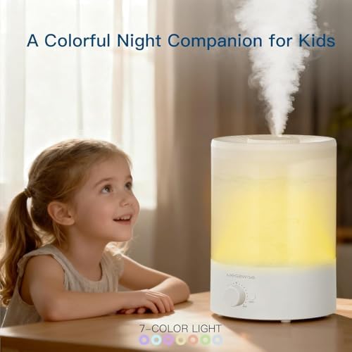 MEGAWISE 3.5L Cool Mist Humidifier – Ultra-Quiet Ultrasonic Vaporizer with Top-Fill Design, Essential Oil Diffuser, 7-Color Night Light & Auto Shut-Off - Image 4