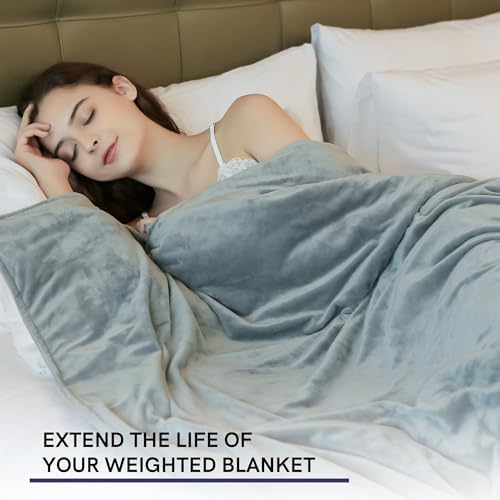 YnM Fuzzy Duvet Cover for Weighted Blankets with 8 Strings (Dark Grey, 48''x72'') - Image 4