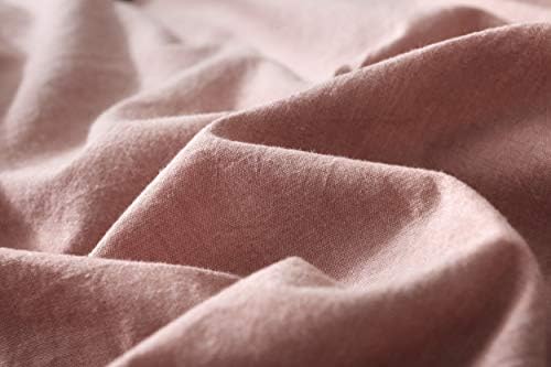 F.Y.Dreams 100% Washed Cotton Duvet Cover for Weighted Blanket 80x87 inches with 16 Ties, Zipper on Long Side/Dust Pink/Just Duvet Cover - Image 6