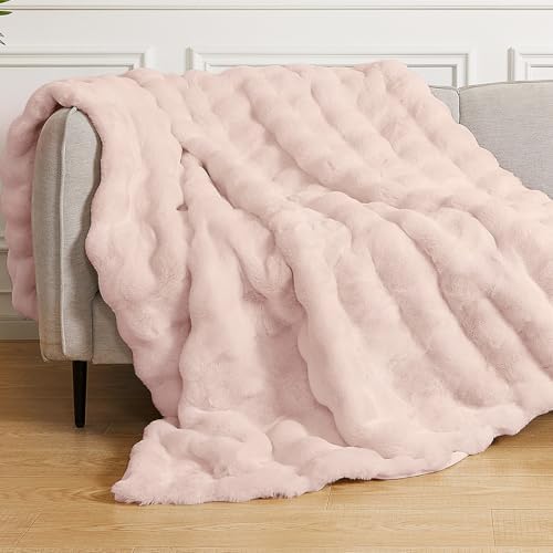 ORINOVA Pink Fluffy Double Sided Blanket for Couch Living Room Faux Fur 50x60 Fuzzy Throw No Shed Blanket for Bed Soft Furry Bed Cozy Comforter Home Decor Gifts 860 GSM by ORINOVA