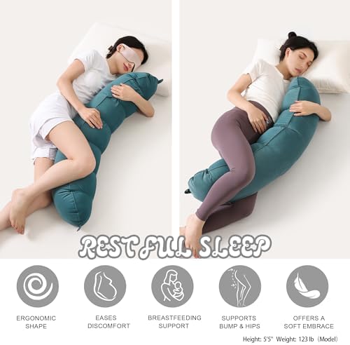 Peallow(Pat. Pend) – Long Round Body Pillow for Adults, Bolster Pillow for Sleeping, Soft and Supportive Pillow for Sleeping & Lumbar Support (Slate Blue,39") - Image 5