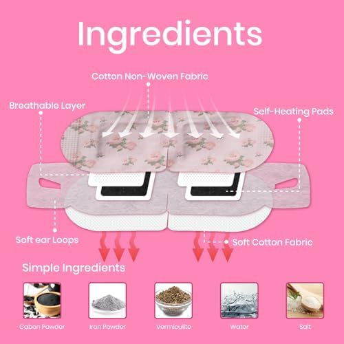 LANNA Heated Steam Eye Mask, Disposable 120 Minutes, Rose Scent, 5 Pcs - Image 4