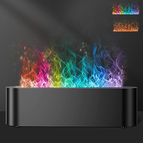 Colorful Flame Fire Diffuser Humidifier, Ultra-Quiet Aroma Essential Oils Aromatherapy Diffusers for Large Room, Bedroom, Office (Timeable, Waterless Auto off-150ml) by Eiifiter