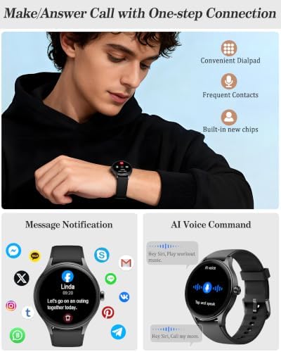 Smart Watch for Women, Ladies & Men, 1.27'' Fitness Watch [41mm case] with Call Receive/Dial, Heart Rate/Stress/Sleep Monitor, AI Voice, IP68 Waterproof Smartwatch with Calculator, Calendar, Games - Image 3