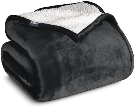Bare Home Sherpa Fleece Blanket (King, Black) by BareHome