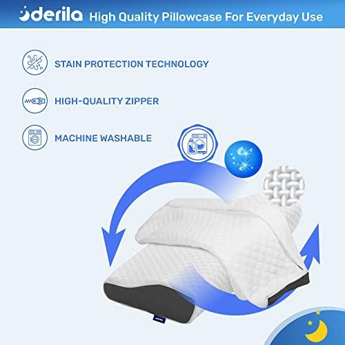 Derila Pillowcase Cover for Neck Pillow, White, Cover Only, 50 x 30 cm - Image 2