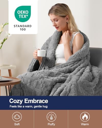 Ultra Soft Sherpa Weighted Blanket for Adults, 80"x87" 20lbs Heavy Blankets - Image 3