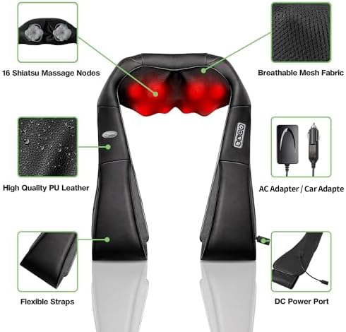 cotsoco Neck Massager, Shiatsu Shoulder and Back Neck Massager with Heat, Neck Massager Pillow for Neck for Body Muscle Pain Relief, Neck Massager Gifts for Mom Dad Women Men, Home, Office Car Use - Image 5