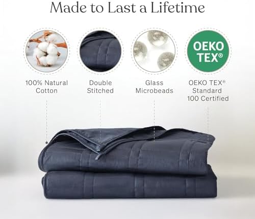 Baloo Weighted Blanket for Adults 20 lb Full/Queen (Navy Blue, 60"x80") - Image 3