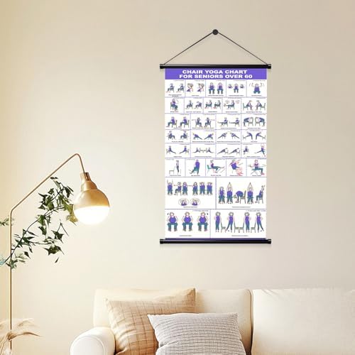 GiftNest Chair Tai Chi & Yoga Workout Chart for Seniors –Chair Yoga Wall Chart – 31 Poses for Seniors & Beginners – Fabric Poster with Hanging Rod & Rope – Durable, Foldable, and Easy to Display in Home or Office – Stretching & Mobility Guide - Image 6