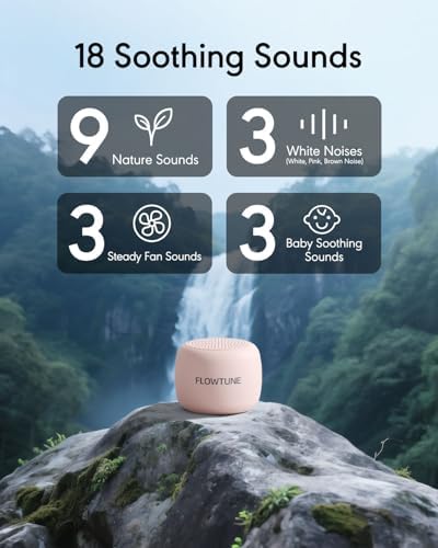 FLOWTUNE Sound Machine White Noise Machine for Baby Adults, 18 Non-looping Sounds, Timer, Memory Function, Portable Sleep Sound Therapy Gift (Sakura Pink) - Image 2
