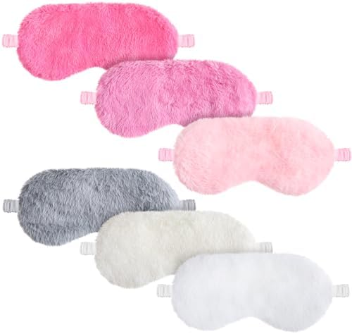 Cuffbow 6 Pack Fuzzy Sleep Masks Plush Eye Mask,Simplicity,Pure by Cuffbow