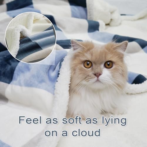 Gracelife Sherpa Fleece Throw Blanket for Couch, Fluffy Plush Warm Fuzzy Blanket for Women and Men, Cozy Thick Soft Twin Blanket for Bed, Gray-Soft Blue, 60x80 Inches - Image 5