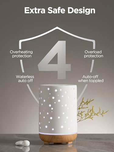 InnoGear 150ml Ceramic Essential Oil Diffusers for Home Aroma Scent, White - Image 5