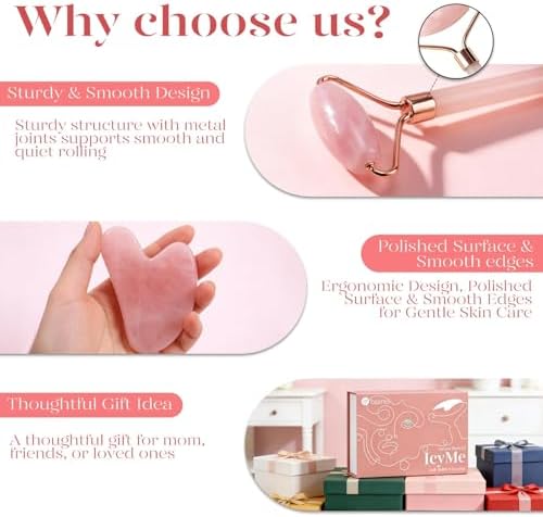 BAIMEI IcyMe Rose Quartz Roller & Gua Sha Facial Tool Set for Depuffing - Image 4