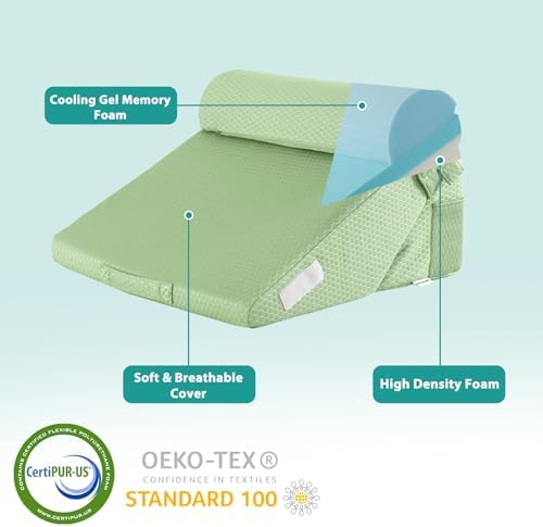 Bedluxe Wedge Pillow Set for After Surgery, Orthopedic Bed Wedge, Green - Image 5