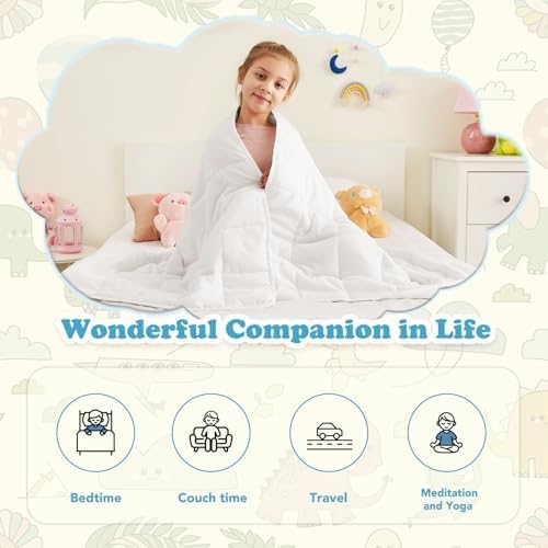 CuteKing Weighted Blanket - Weighted Blanket with Premium Glass Beads - Breathable Heavy Blanket for Comfortable Rest - Thick Blanket All Season (7lbs, 40"x60", White) - Image 4