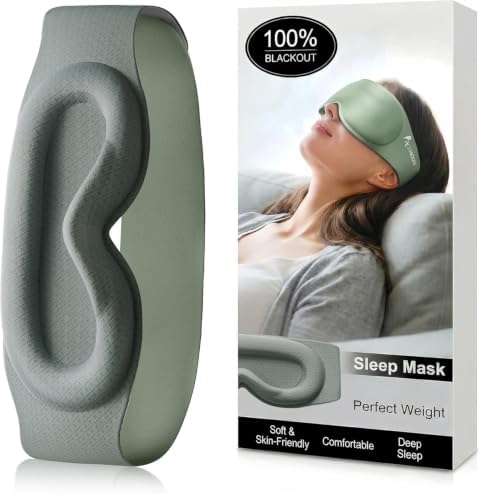Weighted 3D Sleep Mask, Blackout Eye Mask for Lash Extensions Side Sleeper, Sleeping Mask with Adjustable Silent Strap, Travel Essential for Women Men Side Sleeper by FACEMOON