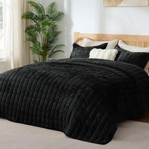BEDELITE Velvet Quilt Set King Size, Luxury Velvet Comforter Bedding - Image 2