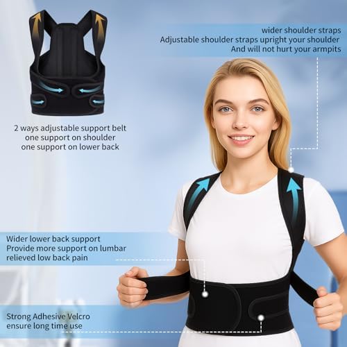 Posture Corrector for Women and Men Back Pain Relief,Full Back Brace Support for Office Desk Workers, Posture Brace for Upper and Lower Back Pain Relief, Large(Waist 40-48 Inches) - Image 5