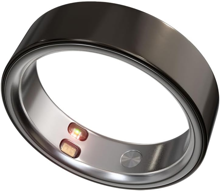 Smart Ring Health Tracker 5ATM Waterproof Sport Ring Exclusive Vibration Alerts Titanium Blood Oxygen/Sleep/Emotional Management Women Cycle Prediction Compatible with iOS/Android Dark Stealth 8.5 by Unknown