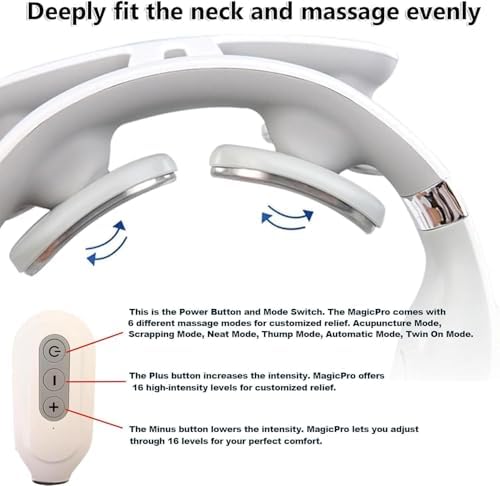Ayland Vitality Magic Pro 2.0 Neck Massager, Portable Neck Relaxation Device, 4-Head Portable Neck Massage with 6 Vibration Modes & 15 Intensity Levels, Ergonomic Design Promote Muscle Relaxation - Image 6