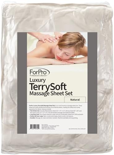 ForPro Luxury TerrySoft 3-Piece Massage Sheet Set, Natural, Ultra-Soft, Stain and Wrinkle-Resistant, Includes Flat and Fitted Sheets and Face Rest Cover - Image 2