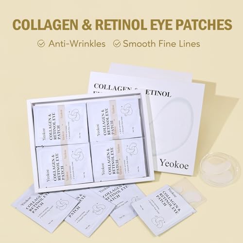 Yeokoe Under Eye Patches for Dark Circles,Puffy Eyes,20 Pairs Face Masks SkinCare With Collagen and Retinol for Anti wrinkles Smooth Fine Lines - Image 2