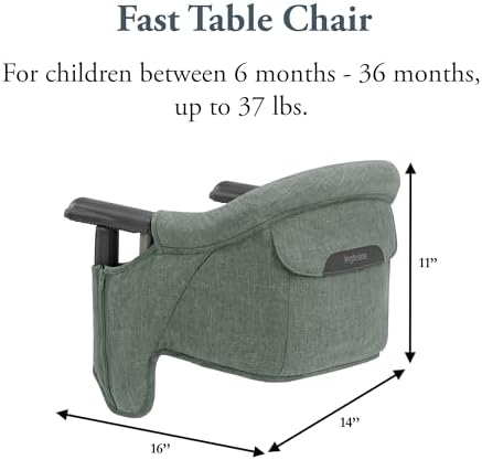 Inglesina Fast Table Chair, Pine Green Melange - Portable Baby High Chair - for Babies & Toddlers up to 37 lbs - Fits Tables 0.8'' to 3.5'' Thick - Compact & Easy to Use - Travel Bag Included - Image 3