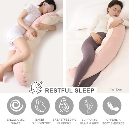 Peallow(Pat. Pend) – Long Round Body Pillow for Adults, Bolster Pillow for Sleeping, Soft and Supportive Pillow for Sleeping & Lumbar Support,Blush Pink - Image 5