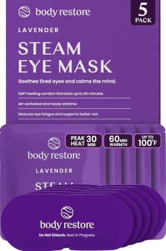 Body Restore Heated Steam Eye Mask Warm Compress Dry Eyes - Calm 5 Pack by BodyRestore