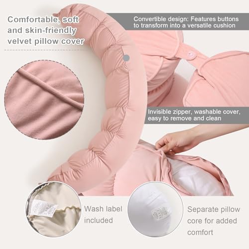 Peallow(Pat. Pend) – Long Round Body Pillow for Adults, Bolster Pillow for Sleeping, Soft and Supportive Pillow for Sleeping & Lumbar Support (Soft Pastel Pink, 59") - Image 4