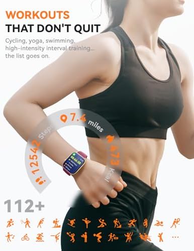Smart Watches for Women Men, Fitness Tracker Watch with 110 Sports Modes, Step Counter/Sleep Monitor/Pedometer, IP68 Waterproof, Bluetooth Call & Music Control Smartwatch for iPhone/Android,Wine Red - Image 3