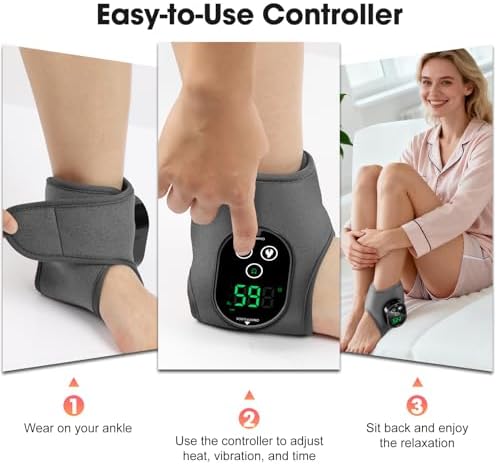 Cordless Ankle Massager for Pain Relief, Heated Ankle Massager, Foot Massager for Neuropathy, Ankle Heating Pad, Foot Heating Pad, Heated Foot Massager, Single One, Grey - Image 6