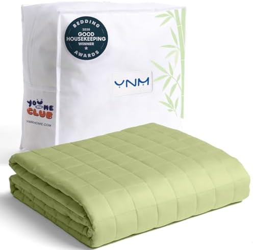 YnM King Size Cooling Weighted Blanket for Adults (88x104 Inches, 15 Pounds, Matcha Green), Perfect for Hot Sleepers with Cooling Rayon/Glass Beads, Heavy Bed Blanket for Couple on Queen or King Bed by YNM