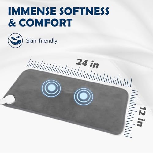 DAILYLIFF Massage Heating Pad, 12"x 24" Electric Heated Pads with Massager, 4 Massage Modes, 6 Heat Settings, 24 Relaxing Combinations, Auto-Shut Off, Charcoal - Image 5