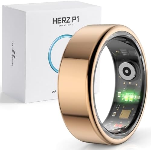 Herz P1 Smart Ring for Women & Men - (Size 7) 24/7 Health Metrics Fitness Ring, Tracks 20+ Biometrics, 6 Day Battery Life, Waterproof Stainless Steel, Free APP for iOS Android, No Subscription by WuzuTech