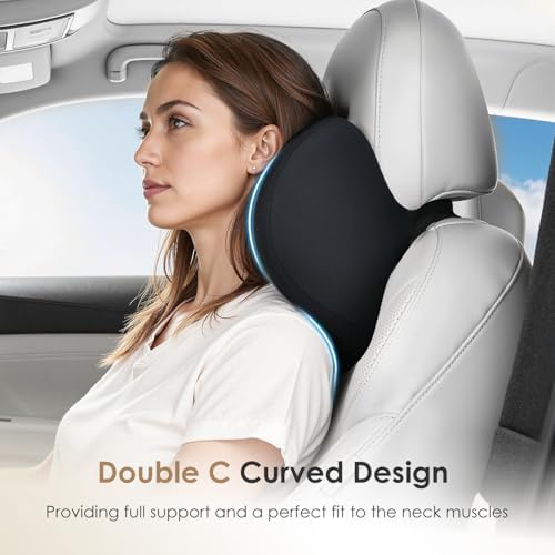 FLORICH Car Seat Cushion & Lumbar Support Pillow & Car Neck Pillow, Ergonomic Memory Foam Driving Seat Cushion for Back & Sciatica Pain Relief, Non-Slip Washable Cushion for Car, Driver, Office-Black - Image 4