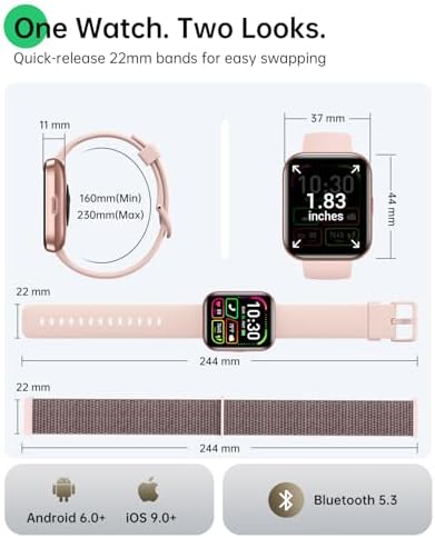 Smart Watches for Women, 1.83" Alexa Smart Watch for Android & iPhones with Call/SMS/Reminder, 120+ Sport Modes Fitness Watch with Sleep/Heart Rate Monitor, Activity & Health Tacker, 3ATM Sport Watch - Image 6