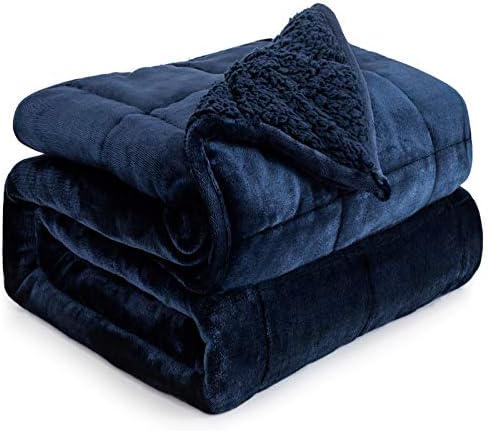 Cottonblue Weighted Blanket 15lbs for Queen Bed, Weighted Blankets for Adults, Fuzzy Soft Sherpa Flannel Throw, Cozy Plush Blanket for Sofa Bed,60 x 80 inches,Navy Blue by Cottonblue