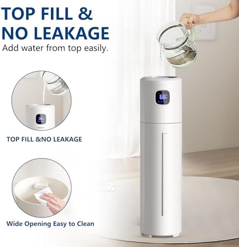 Akeshan Large Humidifiers for Bedroom, 9L/2.5Gal Ultrasonic Cool Mist Humidifier, Top Fill Easy Clean with 350ML/H Large Mist Speed, Quiet, Suitable for Kids Room Plant Yoga Office Study Room Living - Image 3