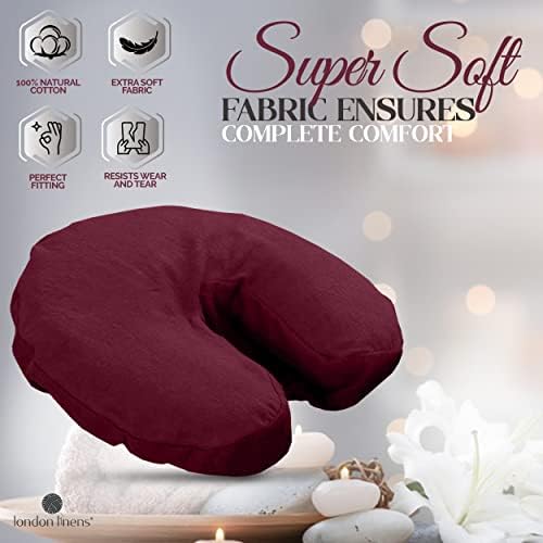 LONDON LINENS Premium Extra Thick 100% Cotton Flannel Massage Face Cradle Cover, Includes 4pcs (4, Burgundy) - Image 2